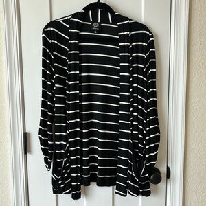 Bobeau Black with white stripes Cardigan